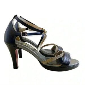 Morgan De Toi Strappy High Heel Sandals Ankle Strap Black Grey US 6.5
